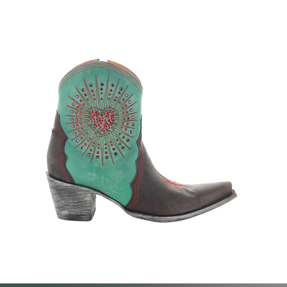 Old Gringo turquoise brown crystal heart star boots RTL 595 7.5 NIB - Picture 9 of 10